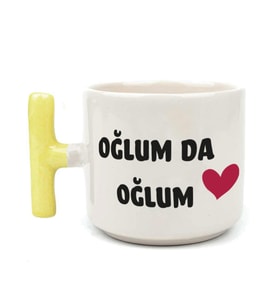 Oğlum Da Oğlum Baskılı Sarı Kulplu T Kupa