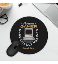 Bilgisayar Oyuncularına İsme Özel Oval Mousepad (Beyaz)