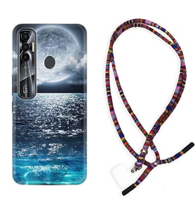 Tecno Spark 6 6 Go 8C 8 Pro 7 7 Pro Kılıf Boyun Asklı Rasta Silikon Great Moon 1301