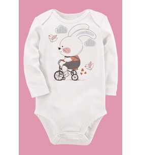 Organik Baskılı Pamuklu Unisex Bebek Body UZUNKOLE20
