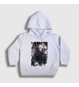 Presmono Unisex Çocuk Beyaz Geralt Of Rivia Dizi Witcher Kapüşonlu Sweatshirt 321119tt (Beyaz)