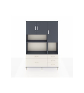 Arges Dolap 8 Raflı 5 Çekmeceli 3 Kapaklı 132x30x195 Antrasit-Antrasit/Aytaşı
