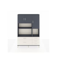 Arges Dolap 8 Raflı 5 Çekmeceli 3 Kapaklı 132x30x195 Antrasit-Antrasit/Aytaşı
