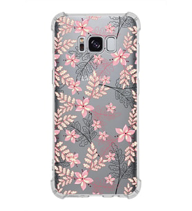 Samsung Galaxy S8  Köşe Korumalı Antişok Kapak Floral Kırmızı Tasarımlı Şeffaf  Kılıf