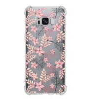 Samsung Galaxy S8  Köşe Korumalı Antişok Kapak Floral Kırmızı Tasarımlı Şeffaf  Kılıf