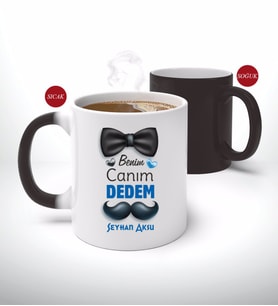 BK Gift Kişiye Özel Canım Dedem Tasarımlı Sihirli Kupa Bardak-3 (Beyaz)