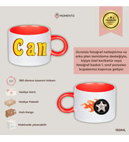 Momento Kişiye Özel  İçi Kırmızı Kupa Fincan - 150 ml Hediye Kupa