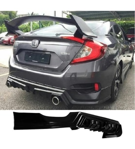 Honda Civic Fc5 Mugen Arka Ek Plastik Siyah Difüzör 2016 2017 2018 2019 Arka-difizör-bodykit-ek