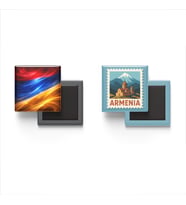 Buzdolap Magnetleri - Ermenistan Bayrağı ve Erivan Posta Pulu Tema - 2'li Set Magneti