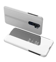 Oppo A5 2020 / A9 2020 Uyumlu Aynalı Kapaklı Lüx Kılıf (Gümüş)