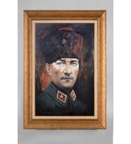 Çerçeveli Paspartulu Atatürk Tablo a187 (Gold)