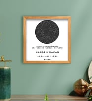 BK Gift Kişiye Özel Ahşap Kabartmalı Gökyüzü Yıldız Haritası Tablo