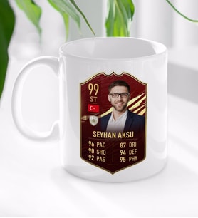 BK Gift Kişiye Özel Futbolcu Kartı Tasarımlı Beyaz Kupa Bardak-3