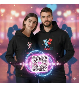 Sevgililer Günü Özel QR kod okut Aşkını ilan et sürpriz yap! Kombin, 2 Ürün Kapüşonlu Hoodie Sweatshirt