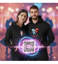 Sevgililer Günü Özel QR kod okut Aşkını ilan et sürpriz yap! Kombin, 2 Ürün Kapüşonlu Hoodie Sweatshirt (Siyah)