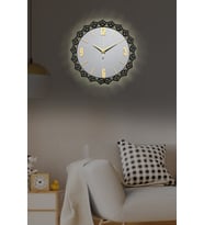 Aynalı Metal Dekoratif Duvar Saati Led Işıklı 36 cm Siyah-Gold