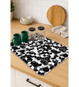 Siyah Petek Microfiber Bulaşık Kurutma Kurulama Matı MM010