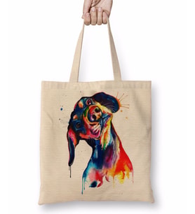 Dog Dog Köpek Pug Bez Çanta Uzun Saplı