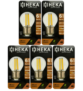 (5 Adet) Heka 6W (51W) 6500K (Beyaz Işık) E27 Duylu Şeffaf Led Ampul