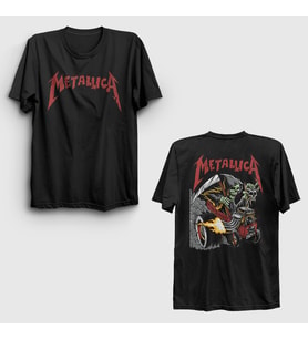 Presmono Unisex Siyah Metallica Cincinnati Print Brandon Heart Sırt Baskılı T-Shirt 517318tt