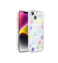 Apple iPhone 13 Kılıf M-Safe Şarj Özellikli Şeffaf Zore Folk Sert Kapak