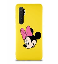 Xiaomi Mi Note 10 Lite Soft Premier Kapak Minnie Mouse-B Tasarımlı Silikon Kılıf - Sarı (Şeffaf)