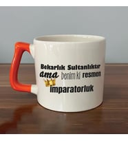 Bekarlık Sultanlıktır Ama Baskılı Turuncu Kulplu D Kupa