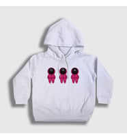 Presmono Unisex Çocuk Beyaz Guards V2 Squid Game Kapüşonlu Sweatshirt 260591tt