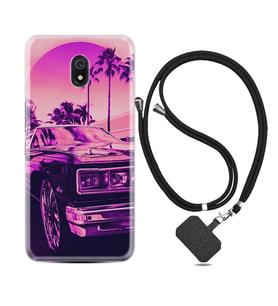 Xiaomi Redmi 8A 8 Pro 9C 9T 10C 11T Pro Kılıf Boyun Askılı Silikon Mor Araba 1711
