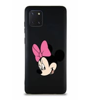 Samsung Galaxy Note 10 Lite Soft Premier Kapak Minnie Mouse-B Tasarımlı Silikon Kılıf - Siyah (Şeffaf)