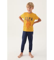 U.S. Polo Assn. 1739 Lisanslı Hat Hardal Erkek Çocuk Pijama Takımı