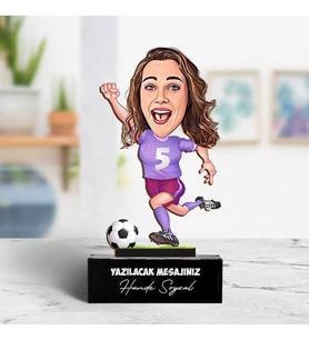 Futbolcu Kadın Karikatürlü Biblo