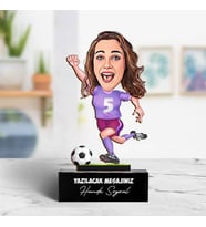 Futbolcu Kadın Karikatürlü Biblo