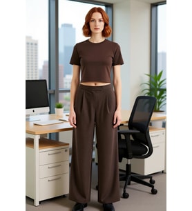 Kadın Çizgili Wide Leg Pantolon Fonksiyonel Dayanıklı Kaliteli Konforlu Estetik Premium Şık