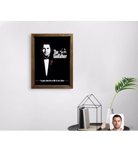 BK Gift Kişiye Özel Godfather Baba Tasarımlı Doğal Masif Ahşap Çerçeveli Tablo 45x65cm-3