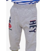 Breeze Erkek Bebek Eşofman Altı Baskılı Cepli 9 Ay-3 Yaş, Gri Melanj