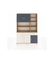 Arges Dolap 9 Raflı 5 Çekmeceli 3 Kapaklı 132x30x195 Çam-Antrasit/Aytaşı
