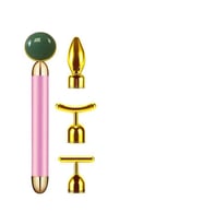 4 in 1 Güzellik Masaj Kalem Set Doğal Green Jade (Yeşim) Taş, Pembe Çubuk