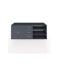Kronos Konsol 3 Raflı 4 Çekmeceli 2 Kapaklı 220x59x99 Antrasit-Antrasit/Antrasit