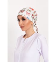 Yeşil Kelebek Desenli Doktor Hemşire Hastane Aşçı Cerrahi Tesettür Bone (Beyaz)