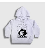 Presmono Unisex Çocuk Beyaz Formulas Scientist Albert Einstein Kapüşonlu Sweatshirt 333808tt