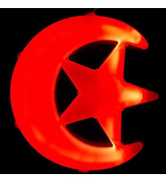 DEV AY YILDIZ IŞIK KIRMIZI LED IŞIK 34X4 CM 220 V FİŞLİ AY YILDIZ LED IŞIK YILBAŞI IŞIKLARI AYYILDIZ