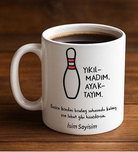 Komik - Esprili Kupa Bardak YIKILMADIM AYAKTAYIM Tasarımlı Komik Kupa Bardak