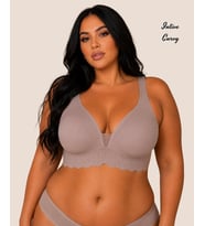 Intive Curvy Önü Transparan Tüllü Nefes Alabilir Büyük Beden Dikişsiz Sütyen (XL-4XL)