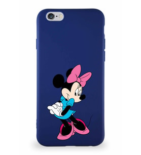 Apple iPhone 6 Soft Premier Kapak Minnie Mouse-F Tasarımlı Silikon Kılıf - Lacivert (Şeffaf)