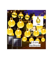 Güneş Enerjili Solar Büyük 50 Ledli Kristal Top 7 Metre Bahçe Teras Balkon Ağaç Aydınlatma 8 Modlu