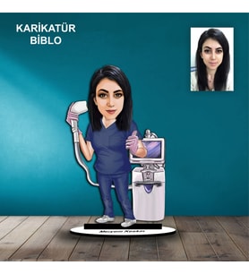 KİŞİYE ÖZEL KADIN DOKTOR TASARIMLI KARİKATÜR BİBLO B85