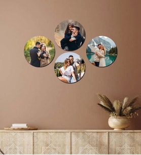 Kişiye Özel 4 Fotoğraflı Yuvarlak Mdf Tablo
