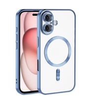 Apple iPhone 16 Uyumlu Kılıf Kamera Korumalı M-safe Wireless Şarj Özellikli Zore Demre Kapak (Açık Mavi)