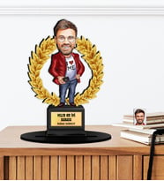 Kişiye Özel Karikatürlü Babalar Günü Hediyesi Ahşap Oscar - Masaüstü Biblo
